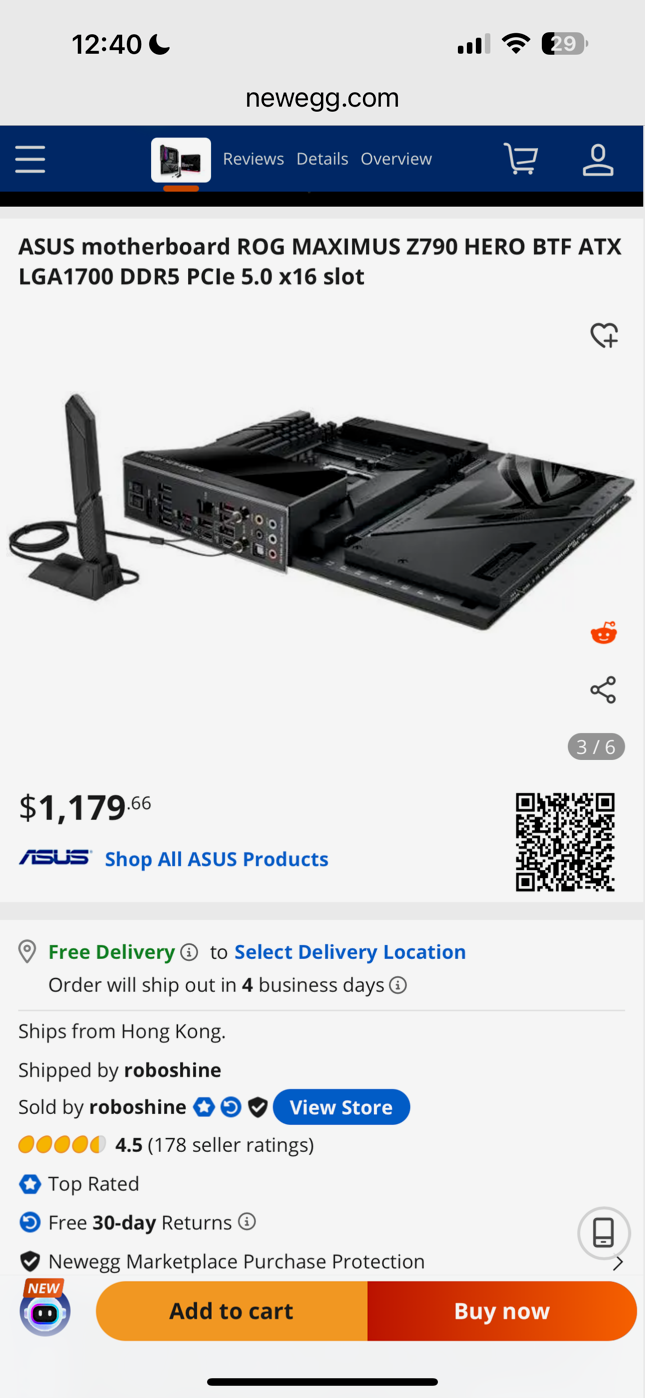 ASUS motherboard ROG Republic of Gaming MAXIMUS Z790 HERO BTF ATX LGA1700 DDR5 PCIe 5.0 x16 slot