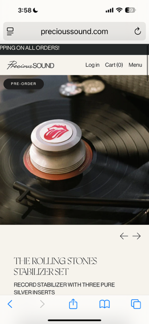 THE ROLLING STONES STABILIZER SET RECORD STABILIZER WITH THREE PURE SILVER INSERTS