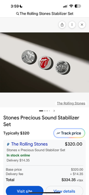 THE ROLLING STONES STABILIZER SET RECORD STABILIZER WITH THREE PURE SILVER INSERTS