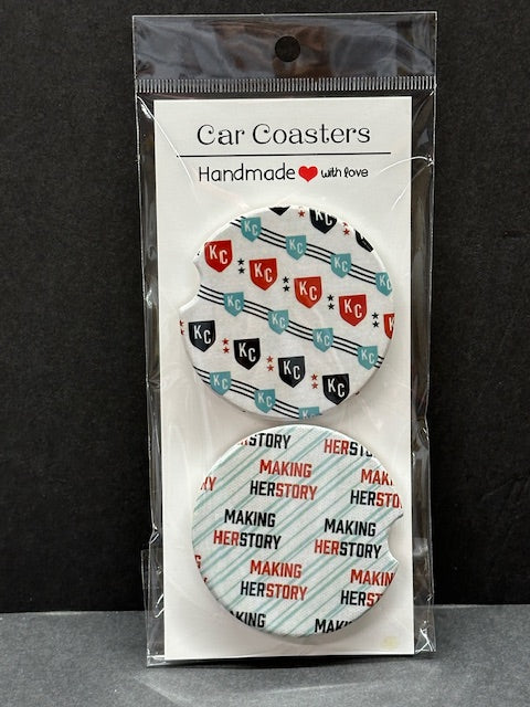 Soccer Making Herstory - 2-Pack Ceramic Car Coasters