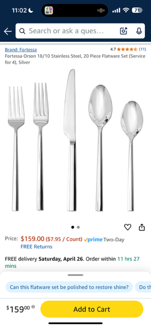 Fortessa Stainless Steel Flatware Set