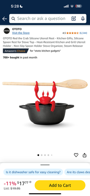 Red The Crab Silicone Utensil Rest