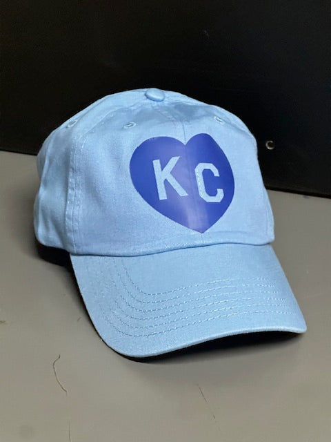 Royal KC Heart - Unstructured Adult Baseball Cap Hat (Light Blue)