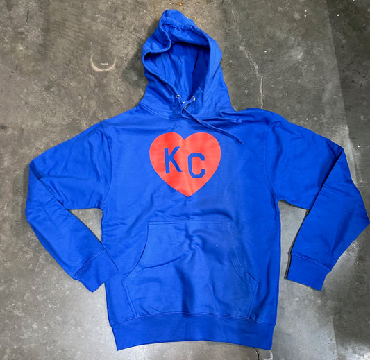 KC Red Heart  - Kansas City Hooded Sweatshirt (Royal Blue)