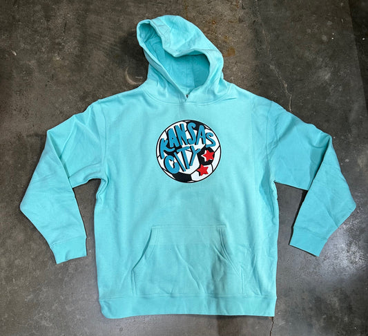 KC Soccer Ball  - Kansas City Hooded Sweatshirt (Teal)