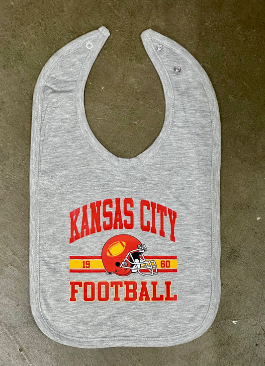 Kansas City Football - Heather Gray, 2-Ply Baby Bib