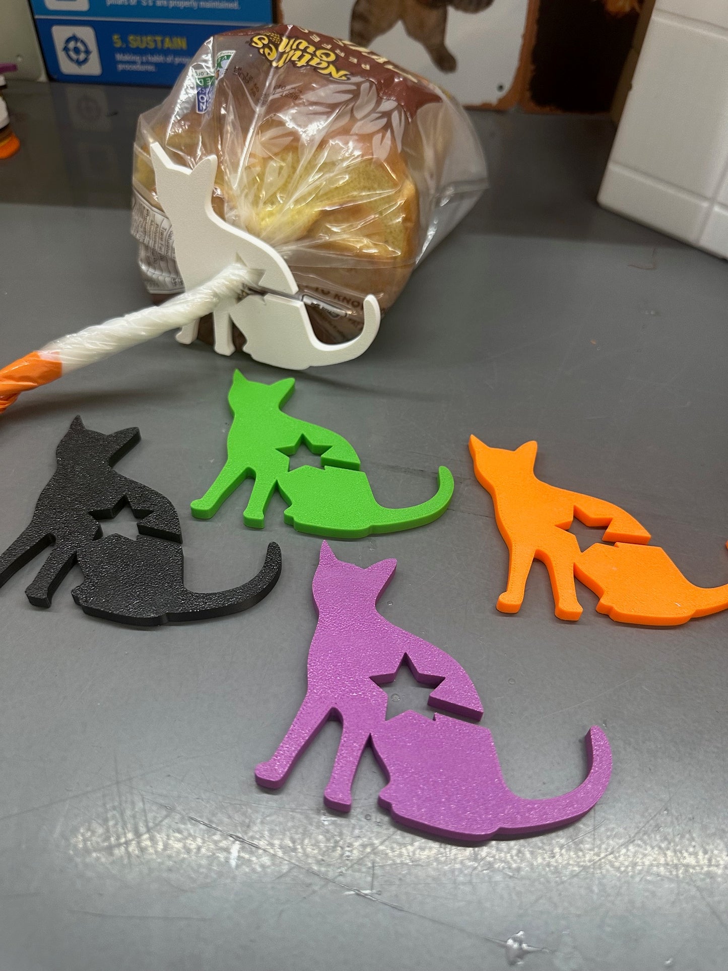 5-Pack Cat Funny Bread Bag Clips