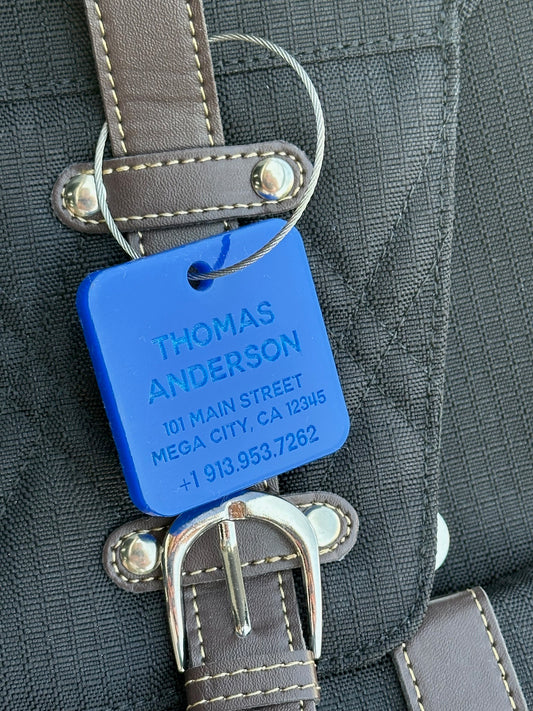 Square 2" x 2"  Personalized Luggage/Bag Tag