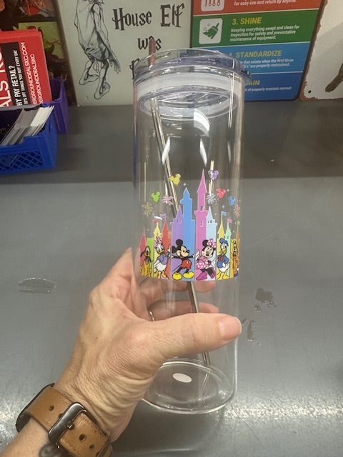 Disney Snacks - Clear Glass Tumbler With Stainless Steel Straw