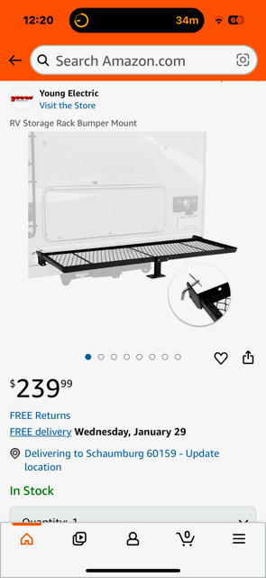 NEW RV Folding Storage Rack Bumper Mount (G496)