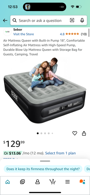 Brand New - Air Mattress With Built In Pump - Queen Size