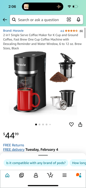 New - Single Serve Coffee Maker (L610)