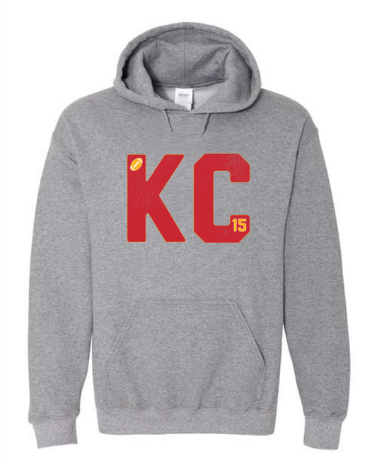 KC Football #15 (Crewneck & Hooded Sweatshirts Available, Youth & Adult Sizes)