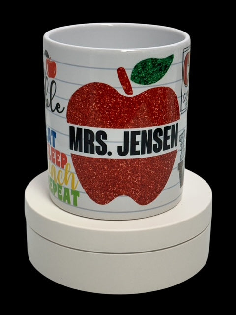 Personalized Red Apple Custom Teacher Coffee Mug (11-Ounce)
