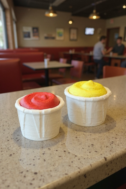 Set of 2 (Ketchup & Mustard) Condiment Cups Clicker Fidgets