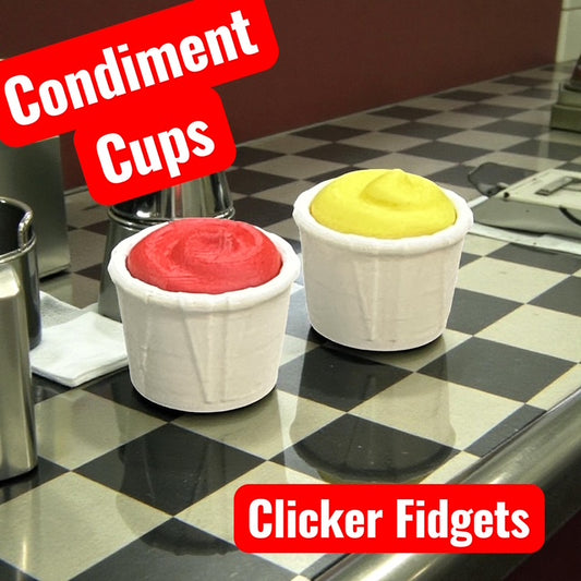 Set of 2 (Ketchup & Mustard) Condiment Cups Clicker Fidgets