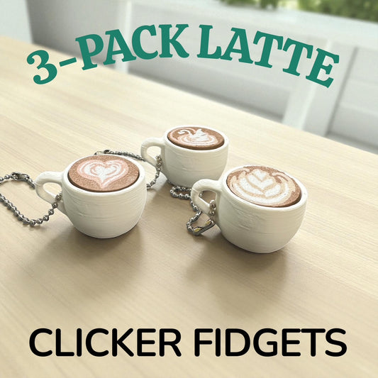 Set of 3 - Latte Mug Clicker Fidgets