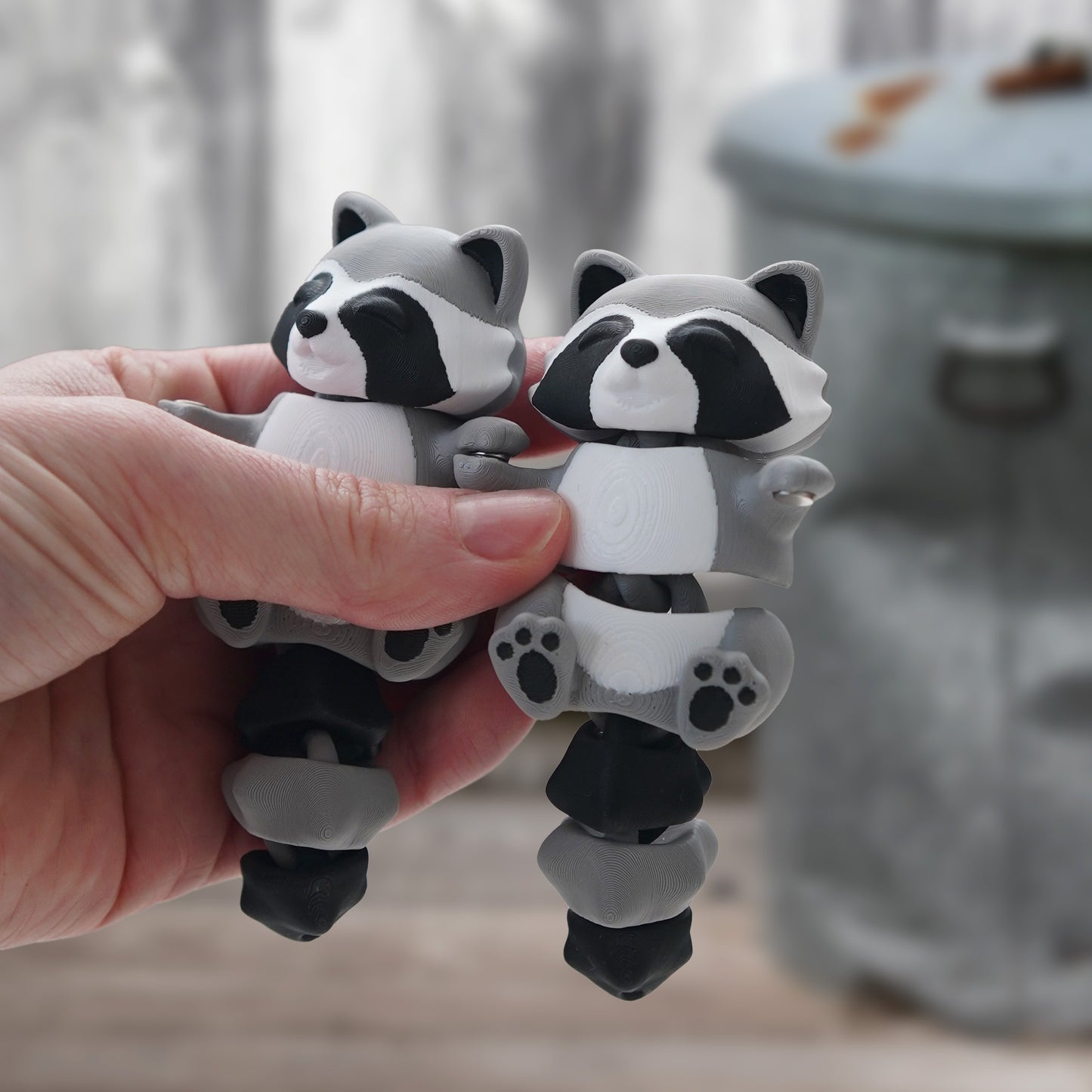 Two Rascally Racoons & Their Trash Can Fidget Set