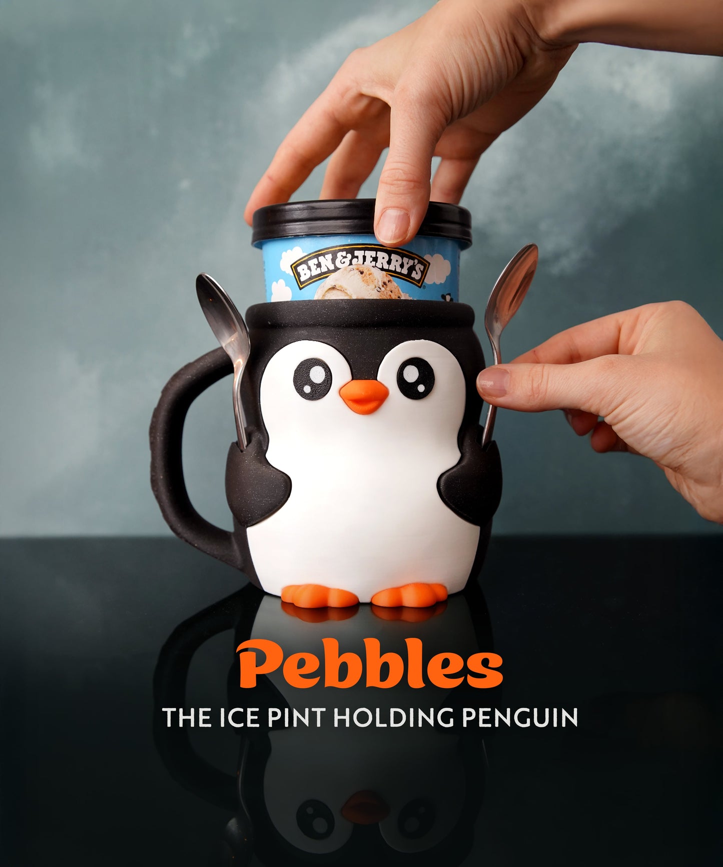 Pebbles The Penguin Ice Cream Pint Holder