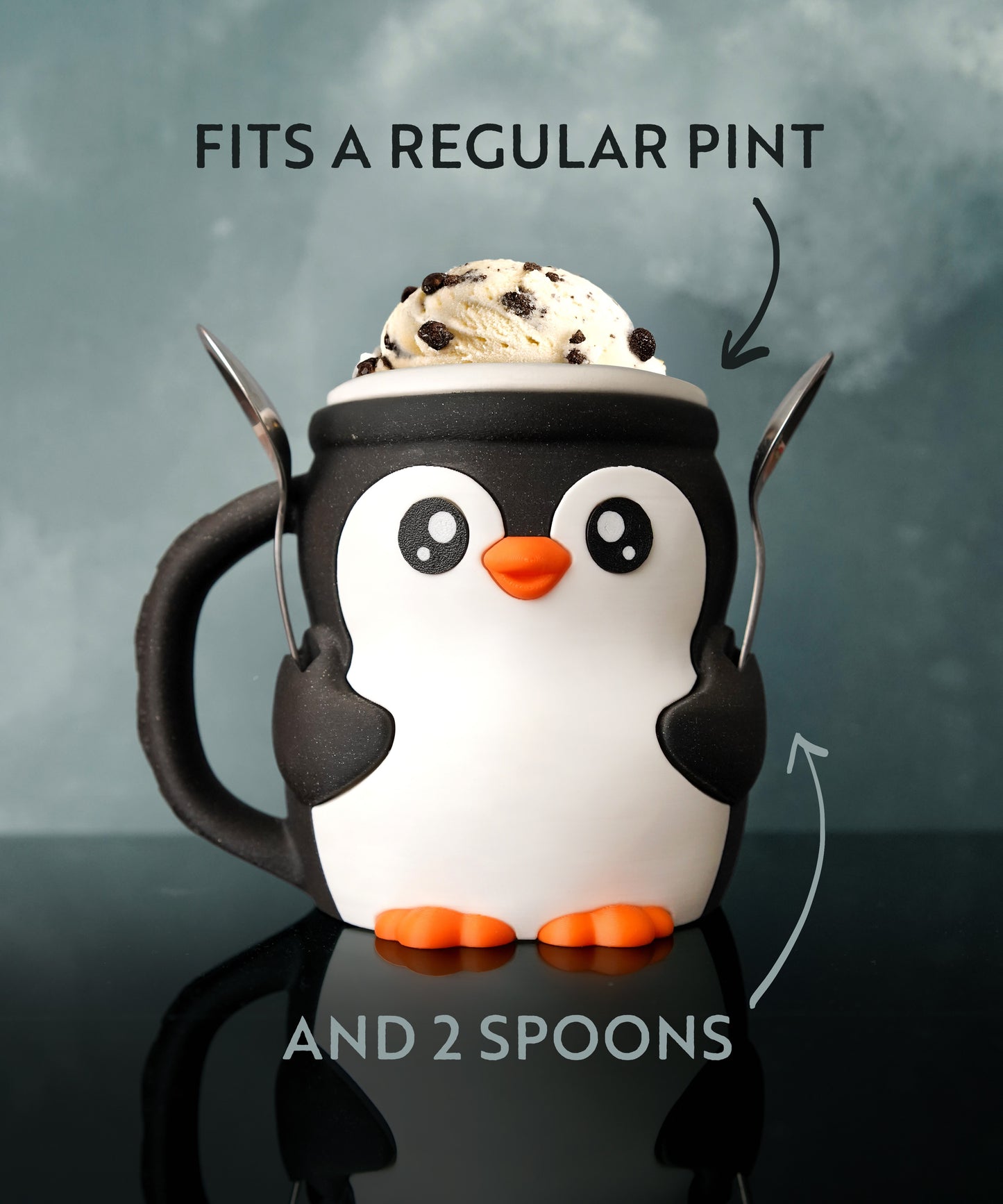 Pebbles The Penguin Ice Cream Pint Holder