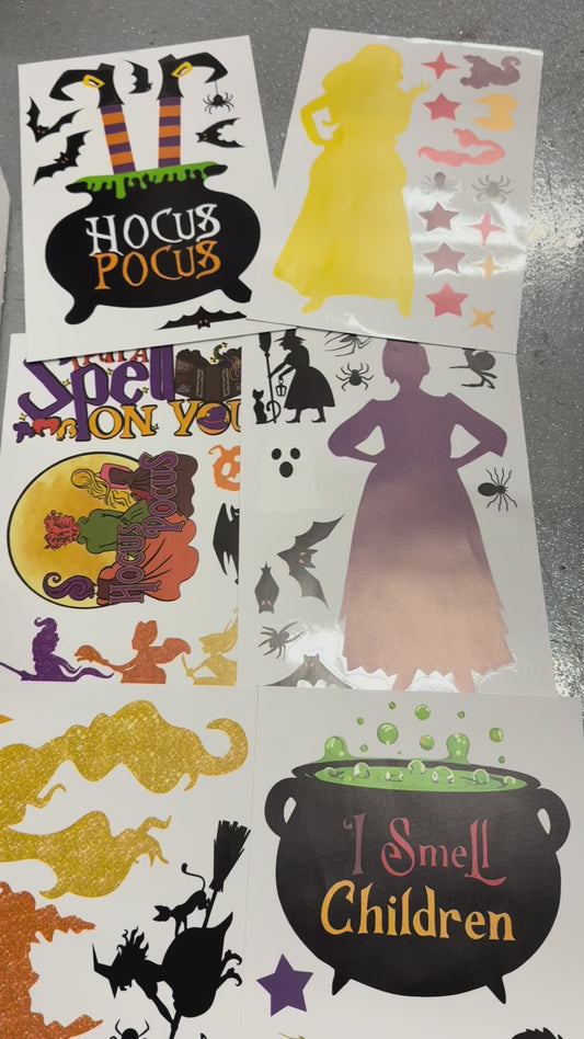 9x Sheets Hocus Pocus Window Clings