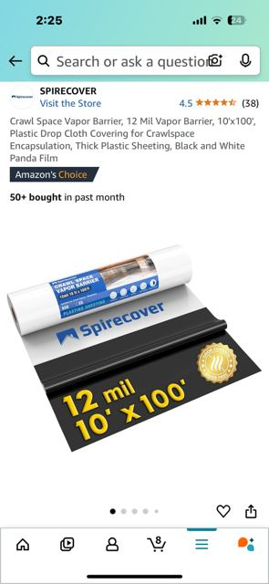 NEW Vapor Barrier 12 Mil Plastic Sheeting 10' X 100' (G534)
